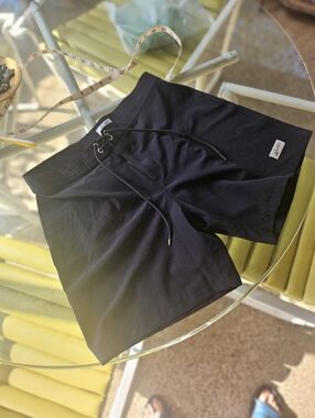 Bather Trunk Co Classic Solid black Swim Trunks Men's 30